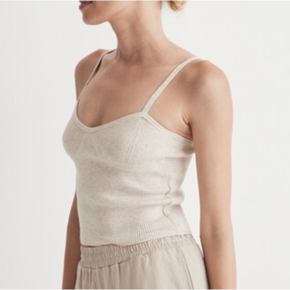 Madewell Corset-Detail Crop Sweater Tank / Heather Sand